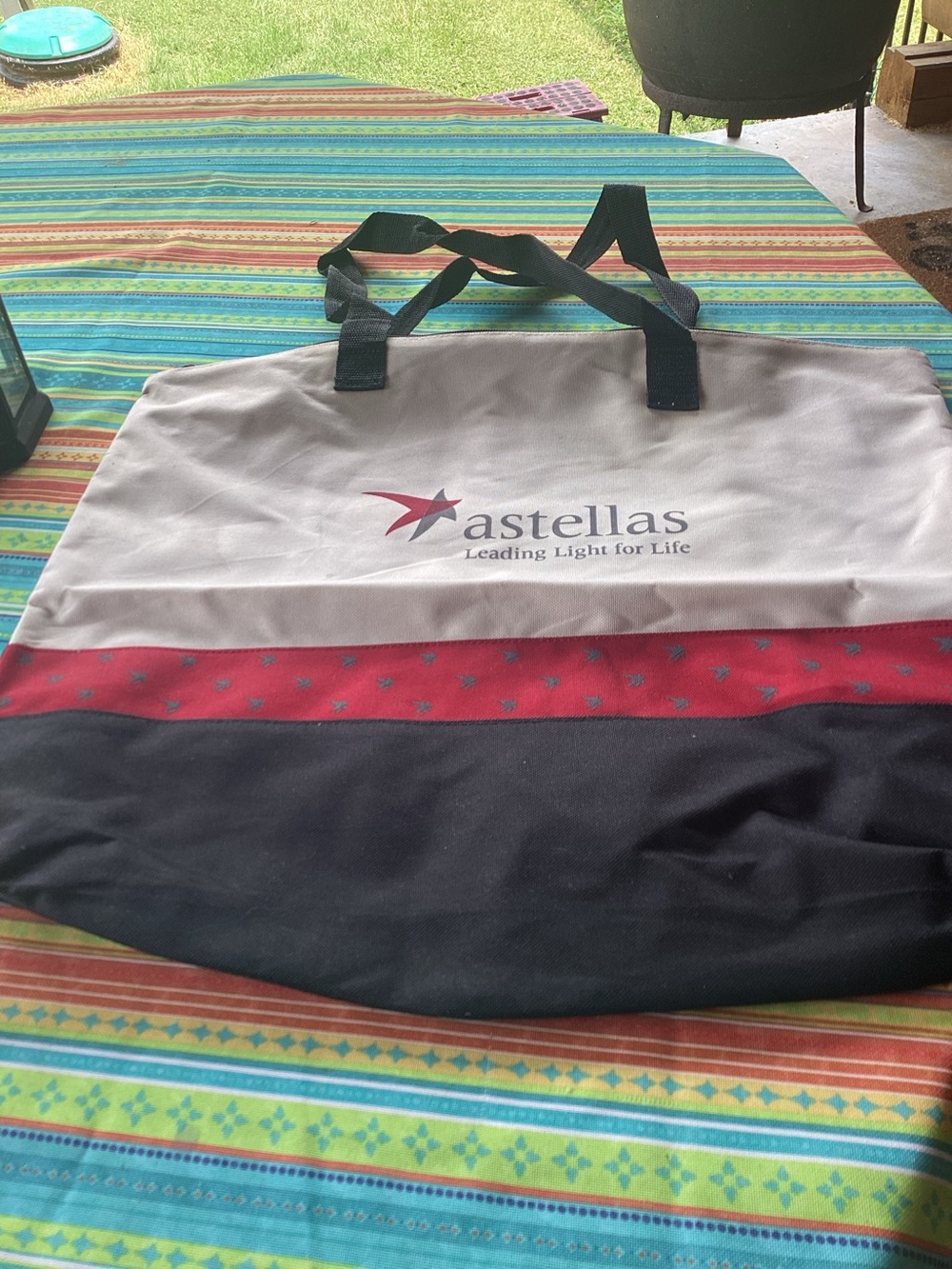 Astellas Pharmaceuticals Vintage Tote Bag in Black, White and Red